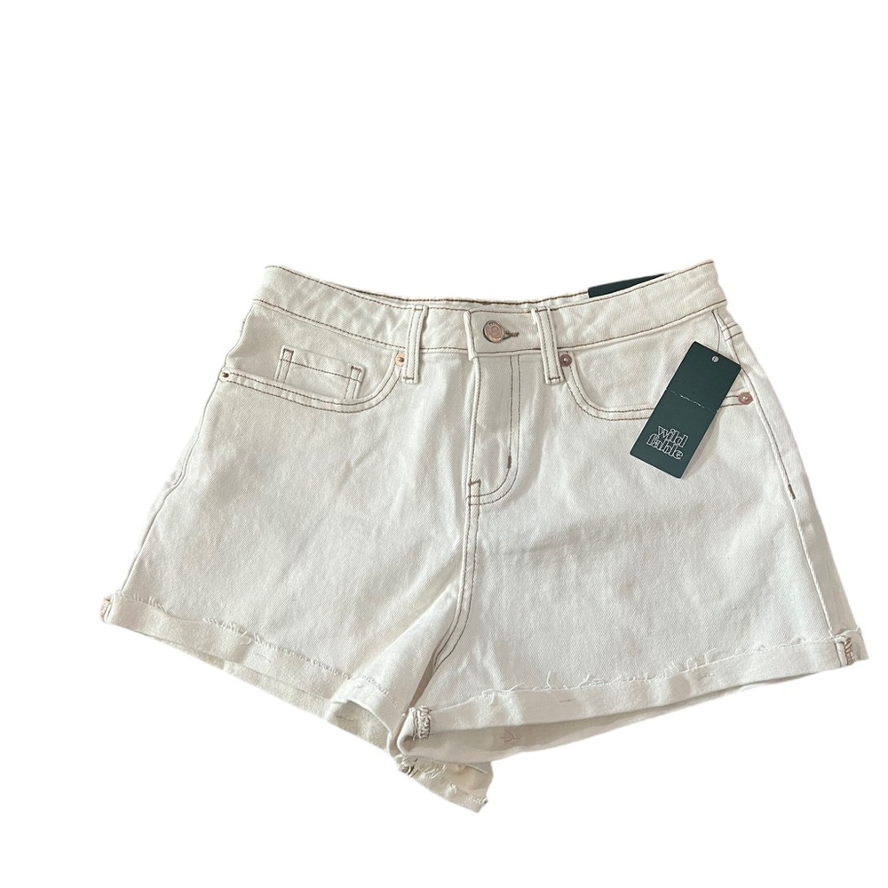 Women’s Wild Fable Super High Rise Rolled Cuff Denim Shorts Off White Size 4